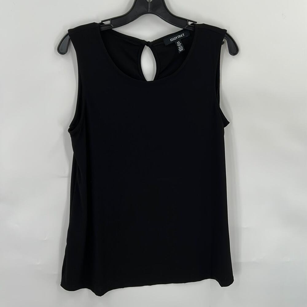 Ellen Tracy Women's Black Sleeveless Fit & Flare Top Size Medium